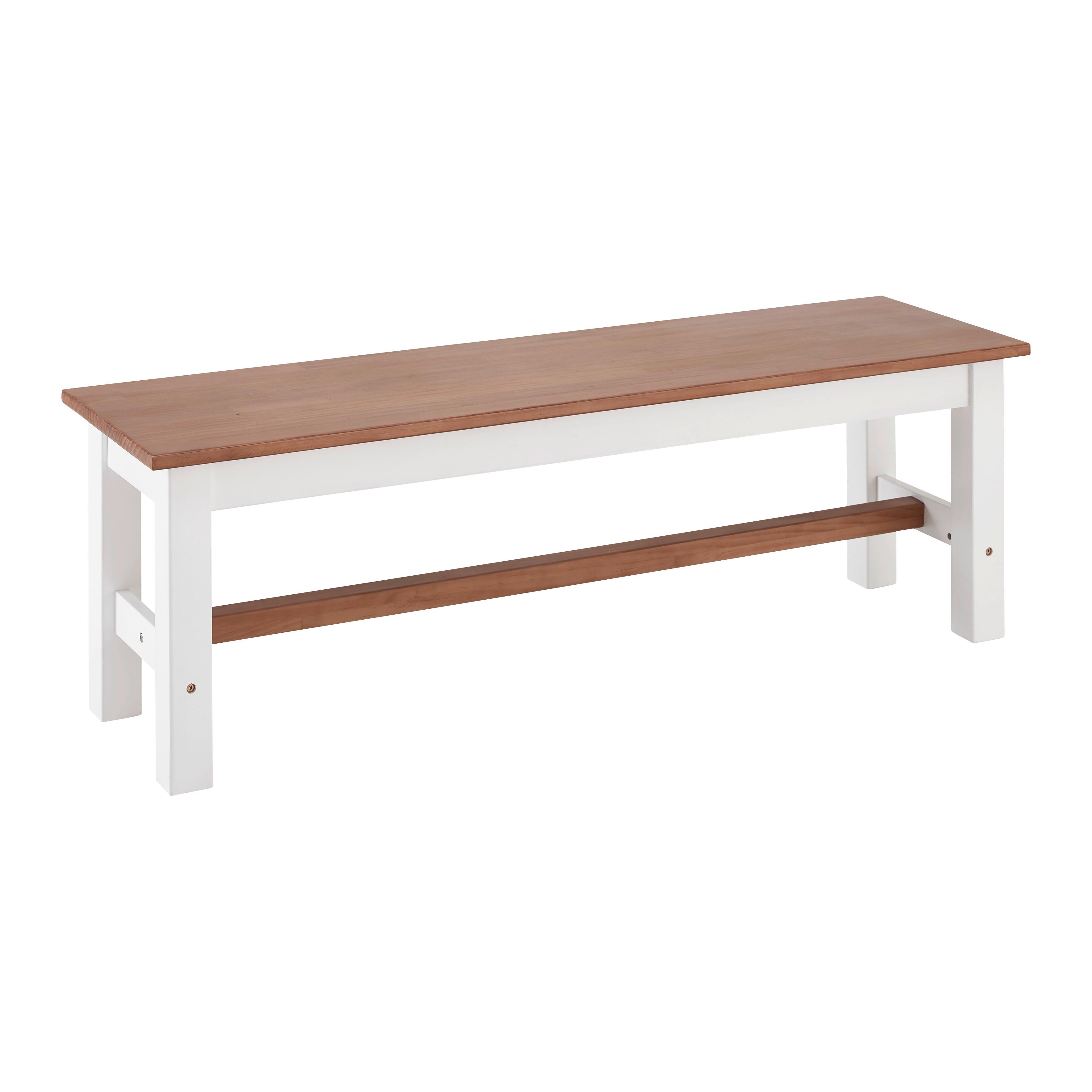 ŁAWKA ALESSANDRA - biały/kolor sosnowy, Modern, drewno (140/40/45cm) - Bessagi Home