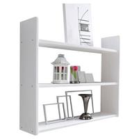 Stenski Regal Mona, Bor, Masivno, Bela - bela, Basics, les (90/74/20cm) - MID.YOU