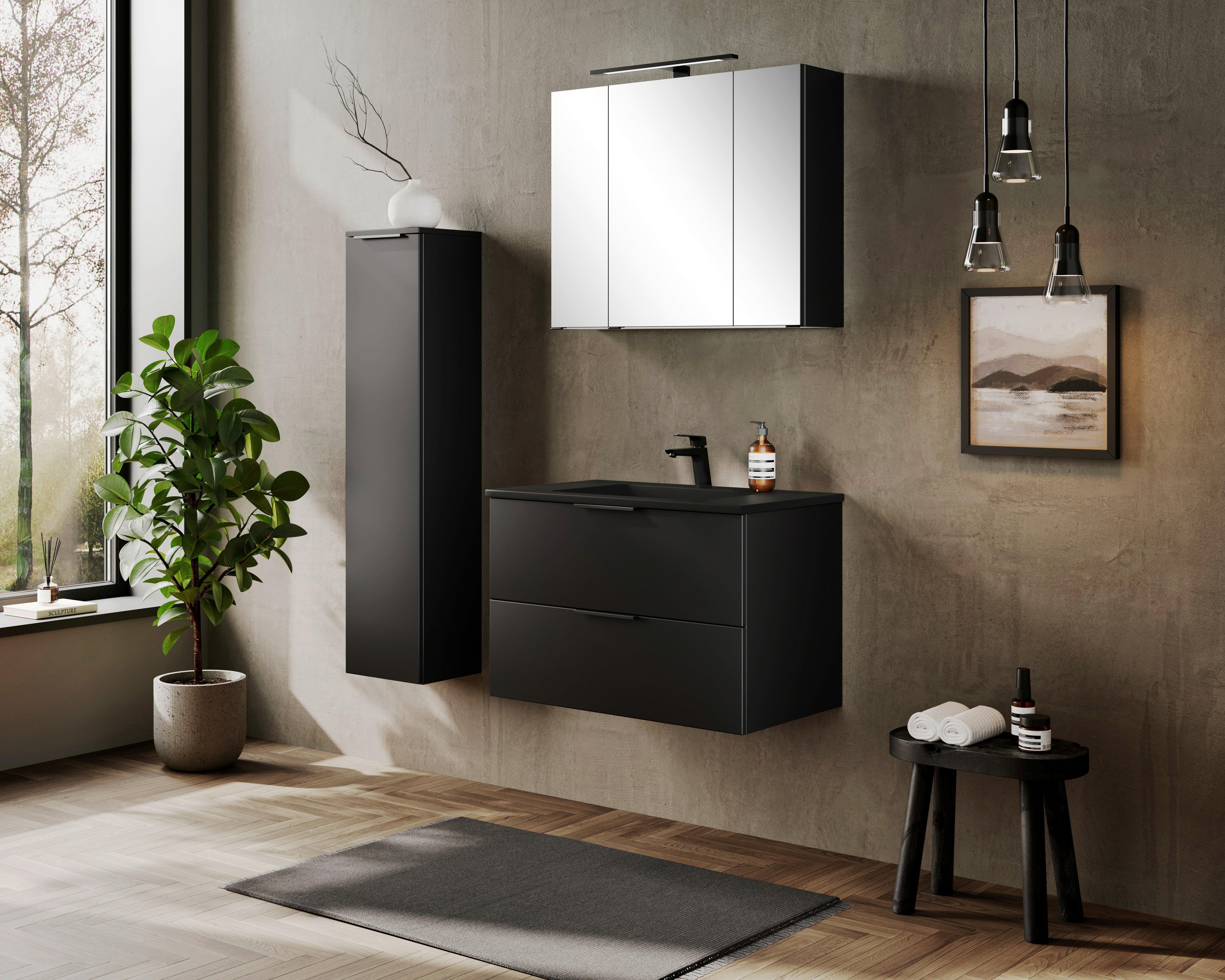 Spiegelschrank Sevilla ca. 80x64 cm Schwarz - Schwarz, MODERN, Glas/Holzwerkstoff (80/64/20cm) - Held