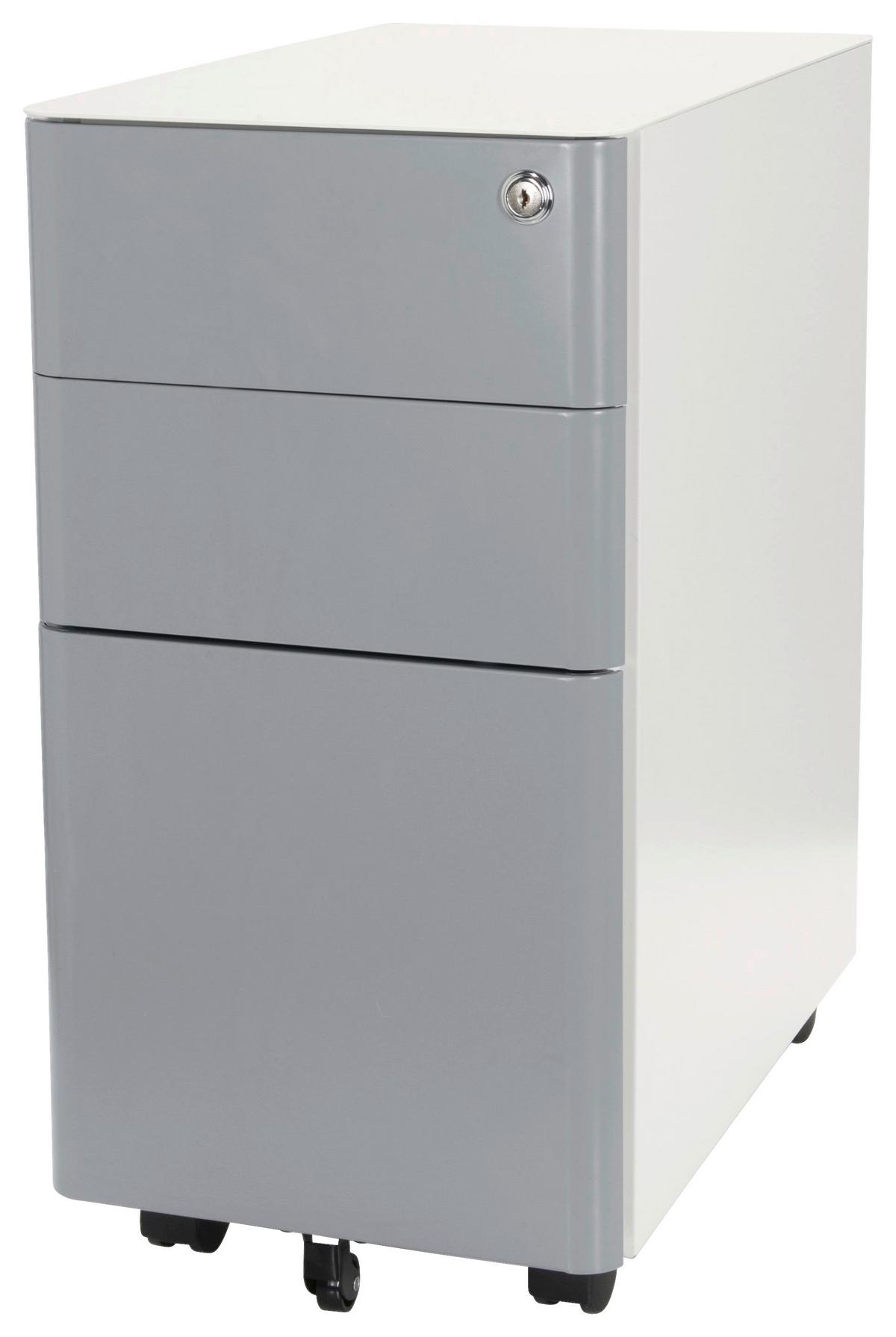 Predalnik Na Kolescih Color I, Bela, Siva - siva/bela, Moderno, kovina/umetna masa (30/59/50cm) - MID.YOU