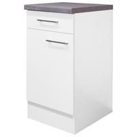 Küchenunterschrank Weiß - Edelstahlfarben/Weiß, MODERN, Holzwerkstoff/Metall (40/86/60cm) - FlexWell