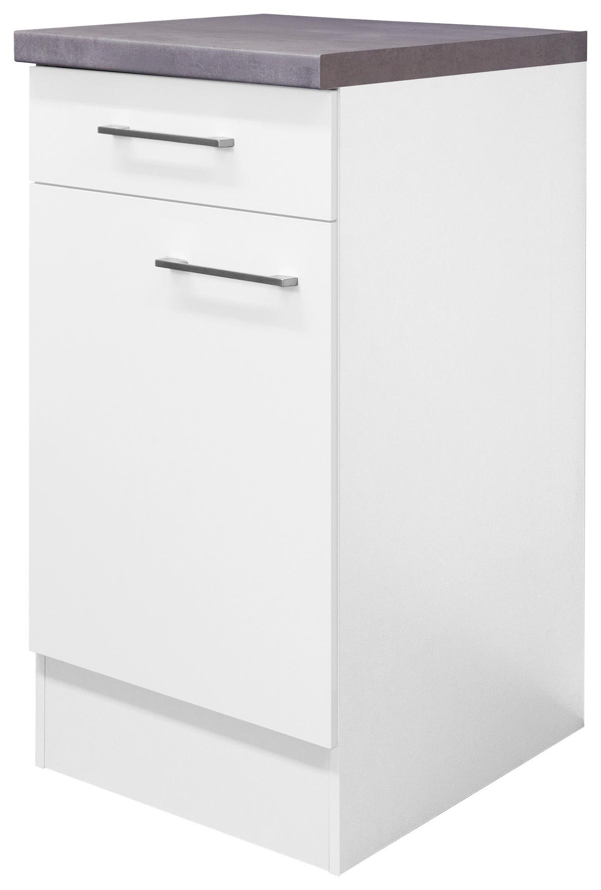 Küchenunterschrank Weiß - Edelstahlfarben/Weiß, MODERN, Holzwerkstoff/Metall (40/86/60cm) - FlexWell