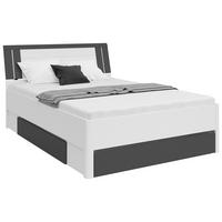 Stauraumbett in Weiss/Graphitfarben - Weiss/Graphitfarben, Konventionell, Holzwerkstoff (140/200cm) - Mömax