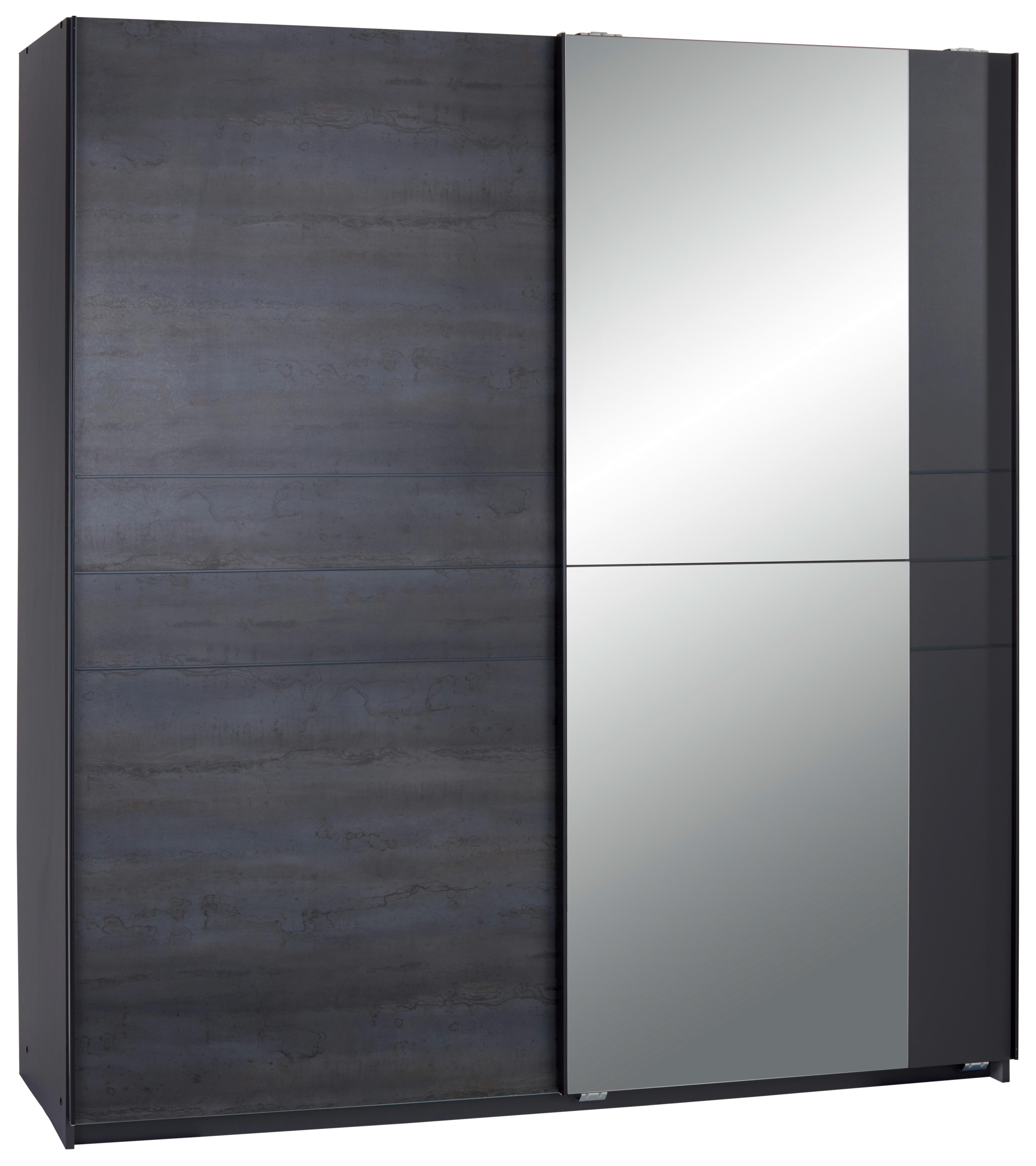 Schiebetürenschrank Stripe ca. 180x198 cm Graphitfarben - Schwarz/Graphitfarben, MODERN, Holz/Holzwerkstoff (180/198/64cm) - MID.YOU