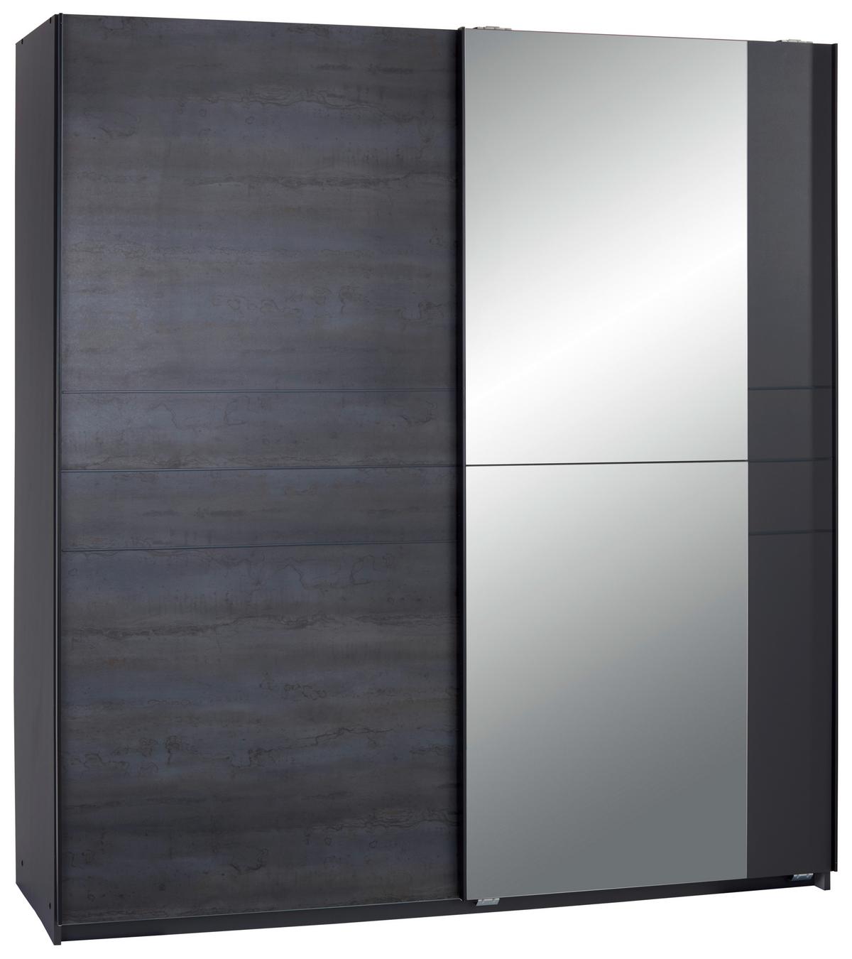 Schiebetürenschrank Stripe ca. 180x198 cm Graphitfarben - Schwarz/Graphitfarben, MODERN, Holz/Holzwerkstoff (180/198/64cm) - MID.YOU