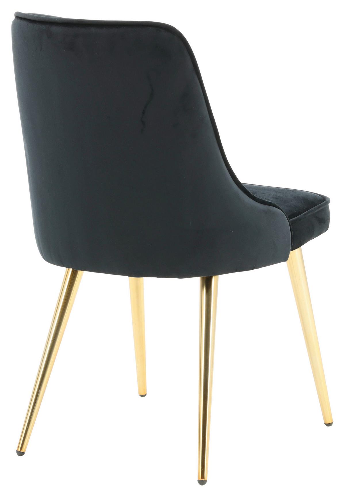 STUHL-SET VELVET DELUXE - Goldfarben/Schwarz, Design, Kunststoff/Textil (50/88.5/66cm) - Livetastic