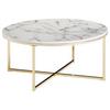 Couchtisch Marmoroptik ca. 80x36 cm Gestell weiß/gold - Goldfarben/Weiß, KONVENTIONELL, Holzwerkstoff/Metall (80/80/36cm) - MID.YOU