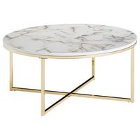 Couchtisch Marmoroptik ca. 80x36 cm Gestell weiß/gold - Goldfarben/Weiß, KONVENTIONELL, Holzwerkstoff/Metall (80/80/36cm) - MID.YOU