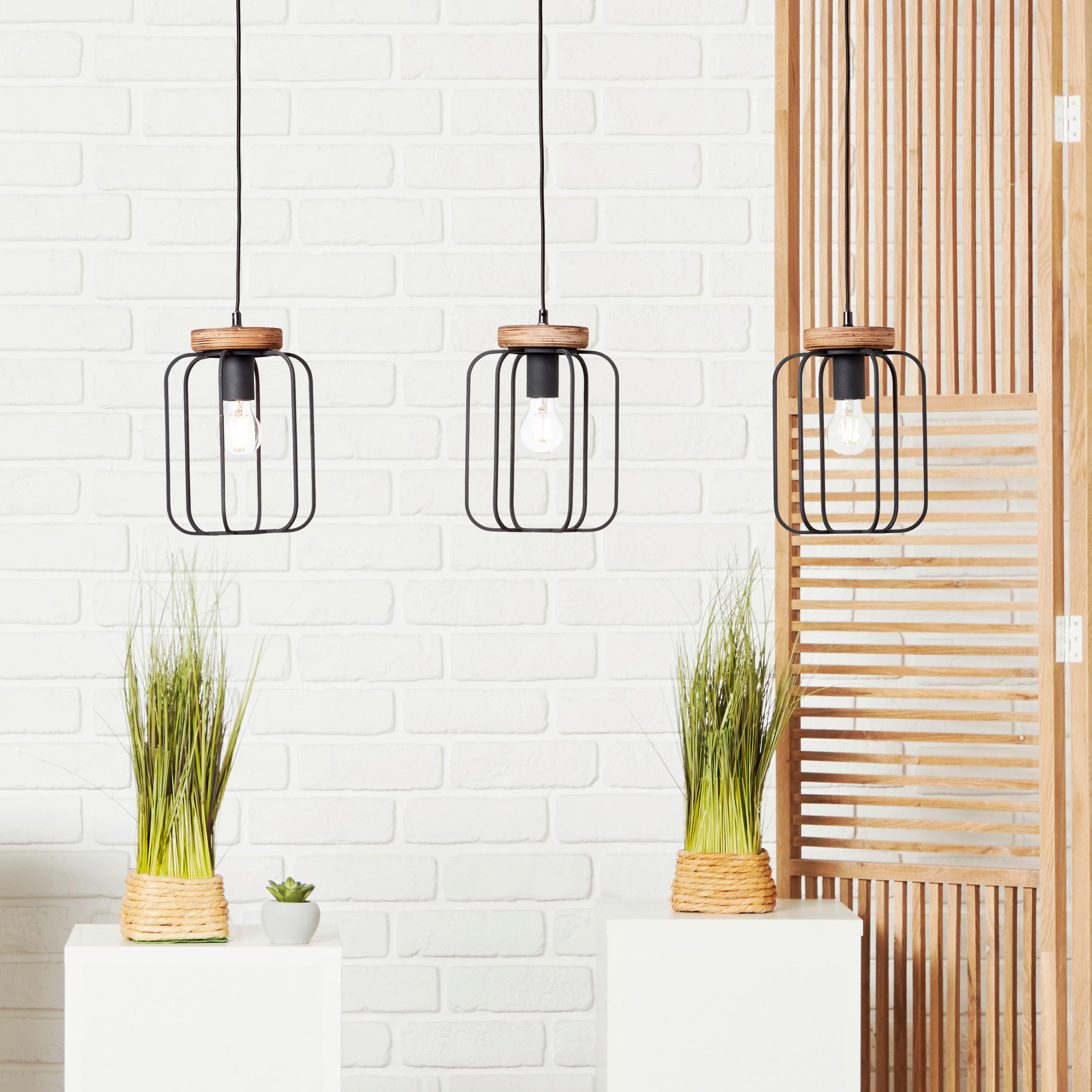 Hängeleuchte Tosh Braun/Schwarz max. 40 Watt - Schwarz/Braun, LIFESTYLE, Holz/Metall (100/20/130cm) - Brilliant