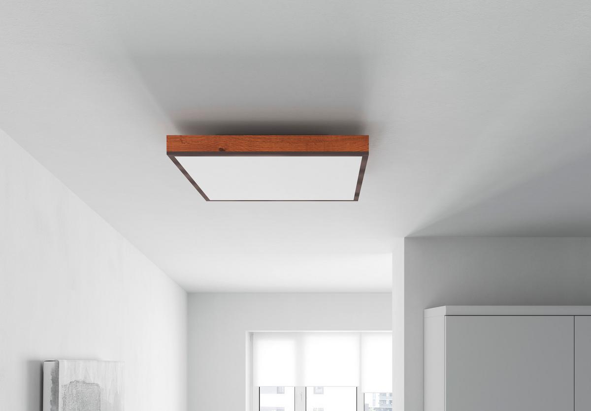 LAMPA SUFITOWA LED LUDWIG *SBN* - opal/kolor grafitowy, Natur, materiał drewnopochodny/tworzywo sztuczne (45/45/7,6cm) - Novel