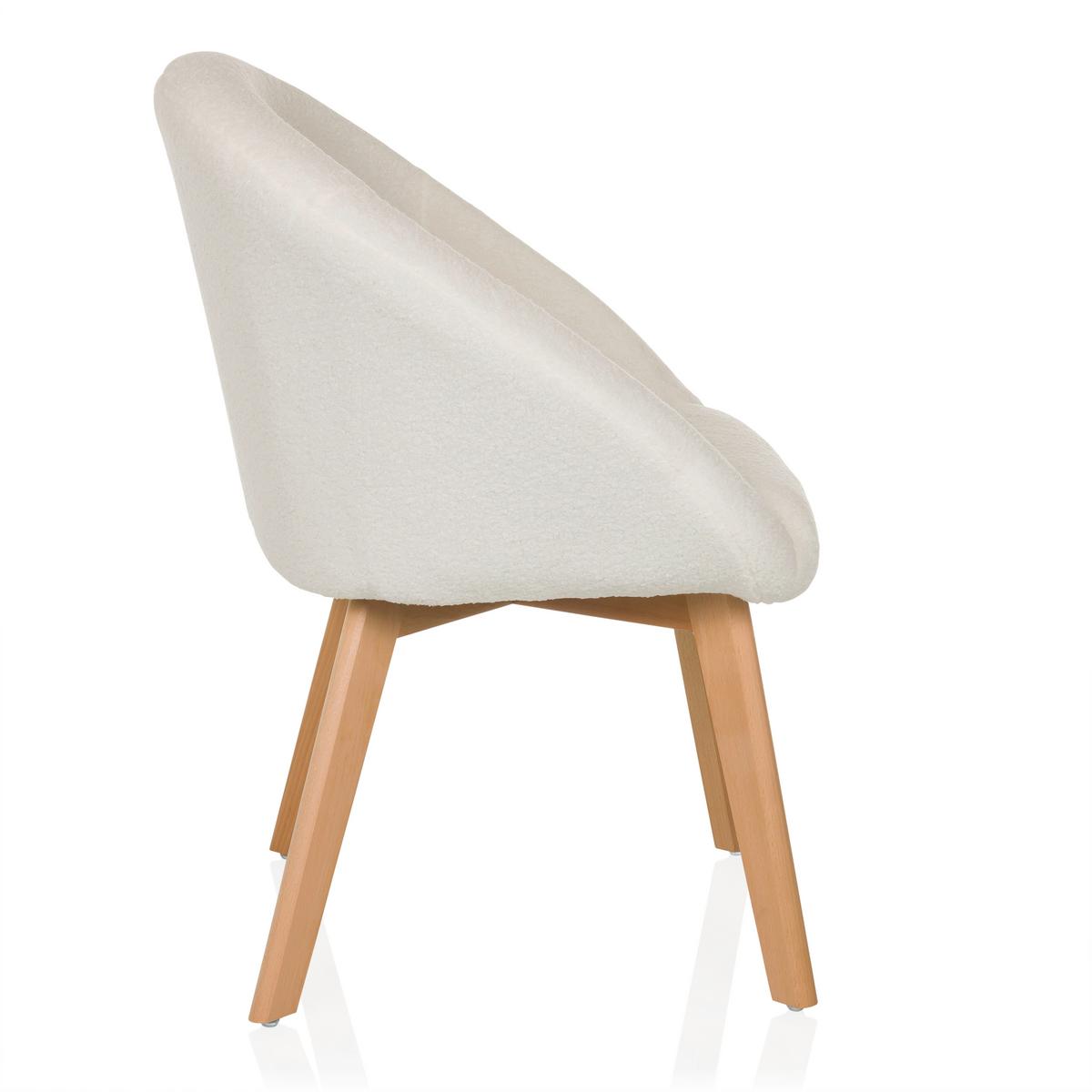 Naslanjač Scandi Ted, Bela - bela/barve bukve, Moderno, tekstil/les (68/85/62cm) - MID.YOU