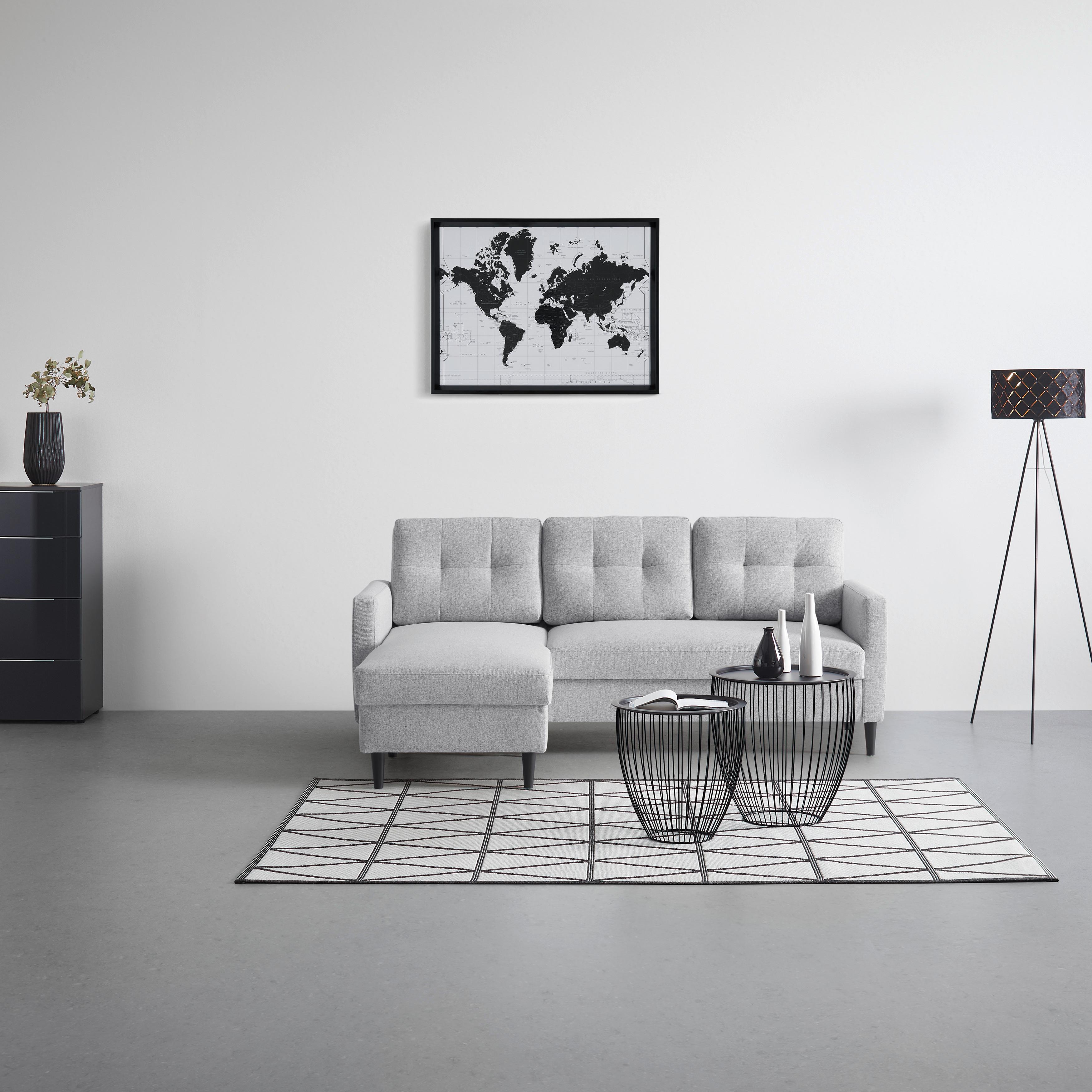 Wohnlandschaft Bergen Grau - Hellgrau/Schwarz, MODERN, Holz/Holzwerkstoff (192/82/138cm) - Based