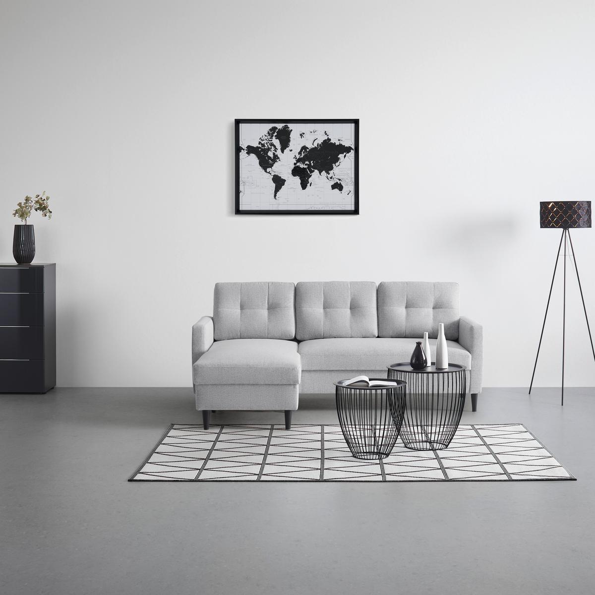 Wohnlandschaft Bergen Hellgrau - Hellgrau/Schwarz, MODERN, Holz/Holzwerkstoff (192/82/138cm) - Based