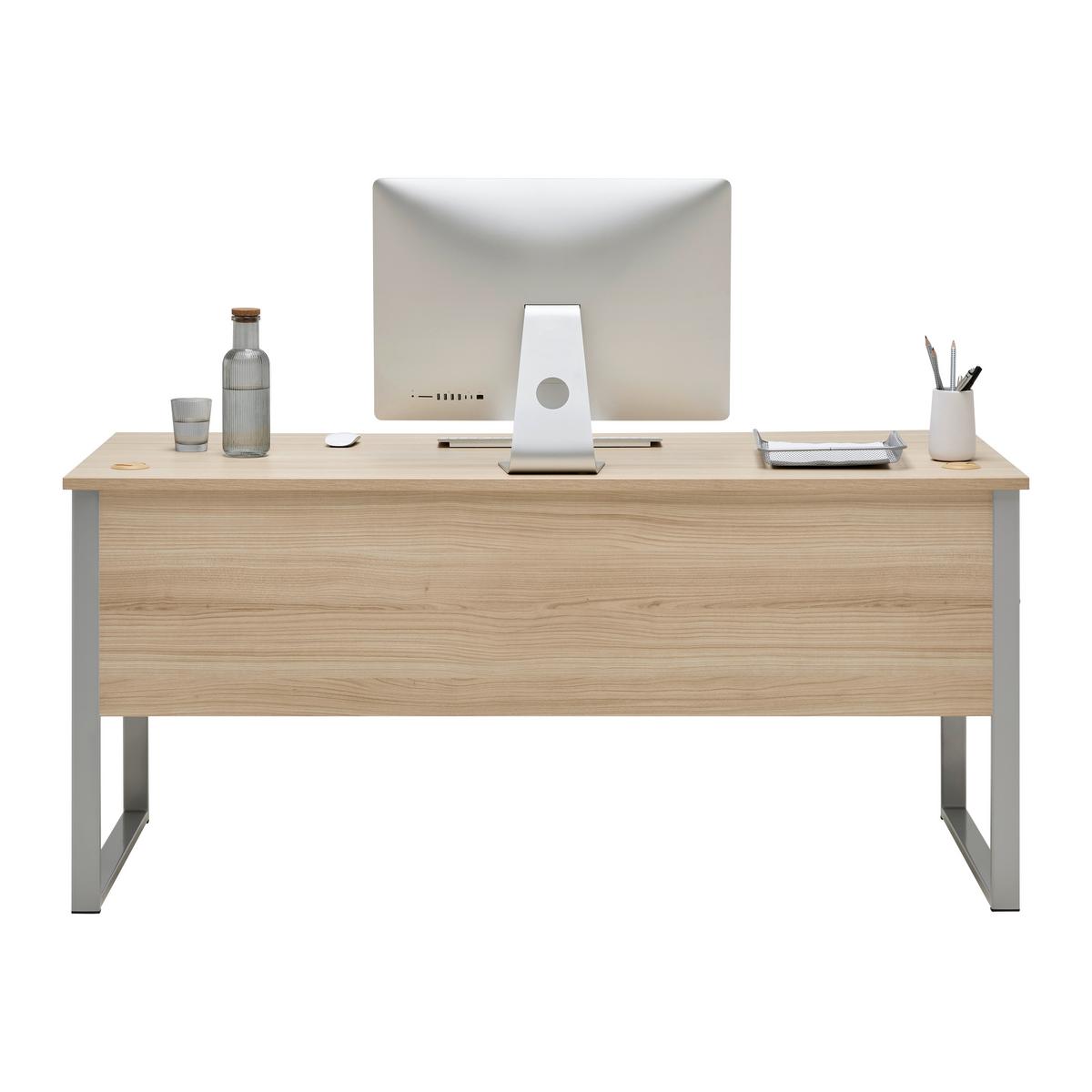 Schreibtisch Siena Eiche-/Silberfarben - Eichefarben/Silberfarben, MODERN, Holzwerkstoff (170/77/73cm) - Mömax