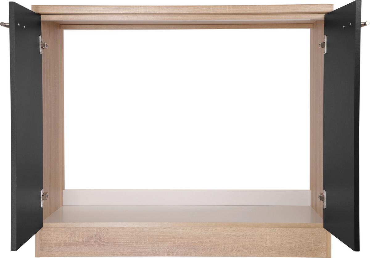 Spodnja Omarica Za Korito Merle, Barva Hrasta, Črna - srebrne barve/črna, Basics, kovina/leseni material (100/84,8/60cm) - Respekta