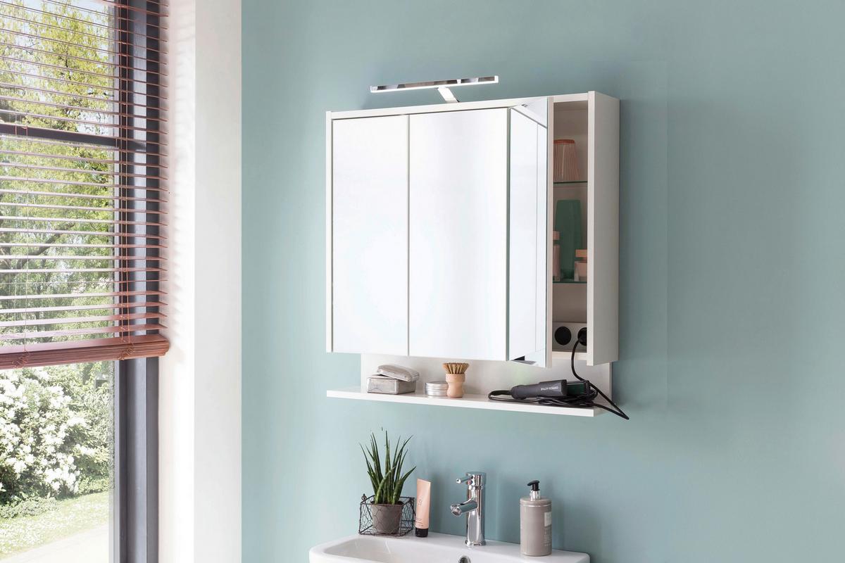 Spiegelschrank Flag Weiß mit LED 3-türig - MODERN, Glas/Holzwerkstoff (65/71,4/16cm) - MID.YOU