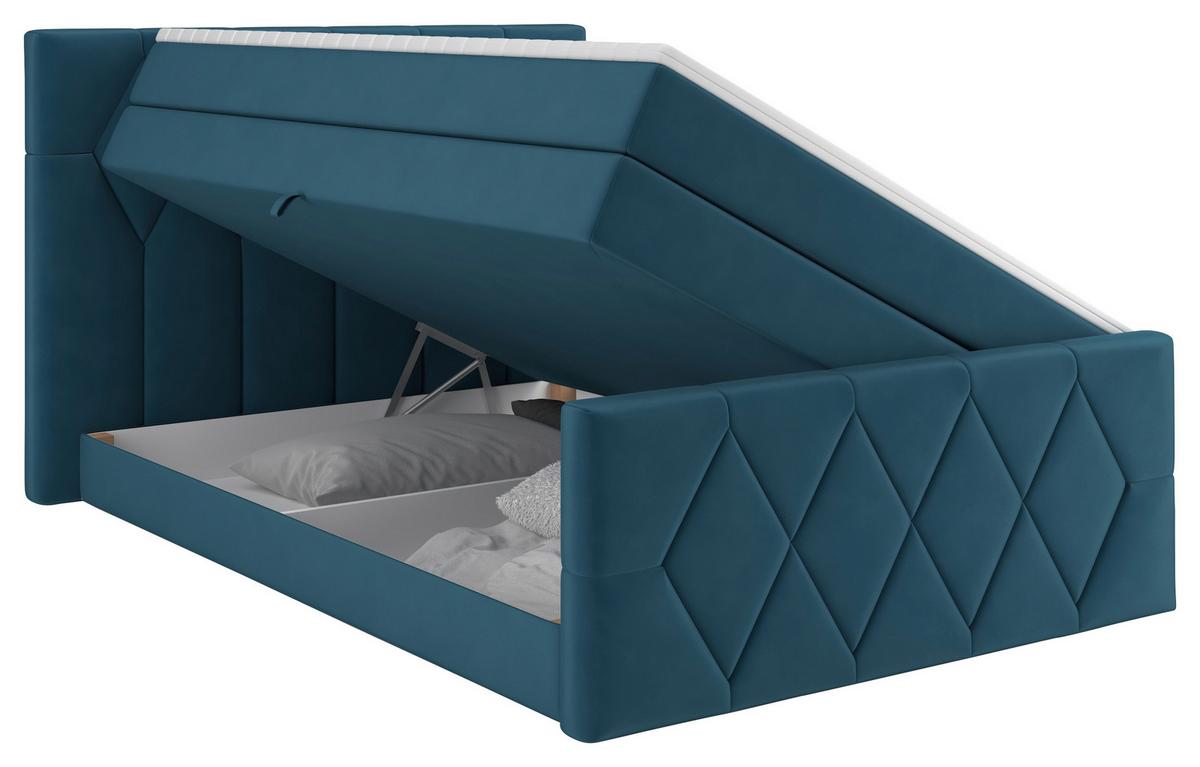 Boxspringbett Josie B Petrol ca. 140x200cm - Petrol/Schwarz, KONVENTIONELL, Holz/Holzwerkstoff (140/200cm) - Mömax