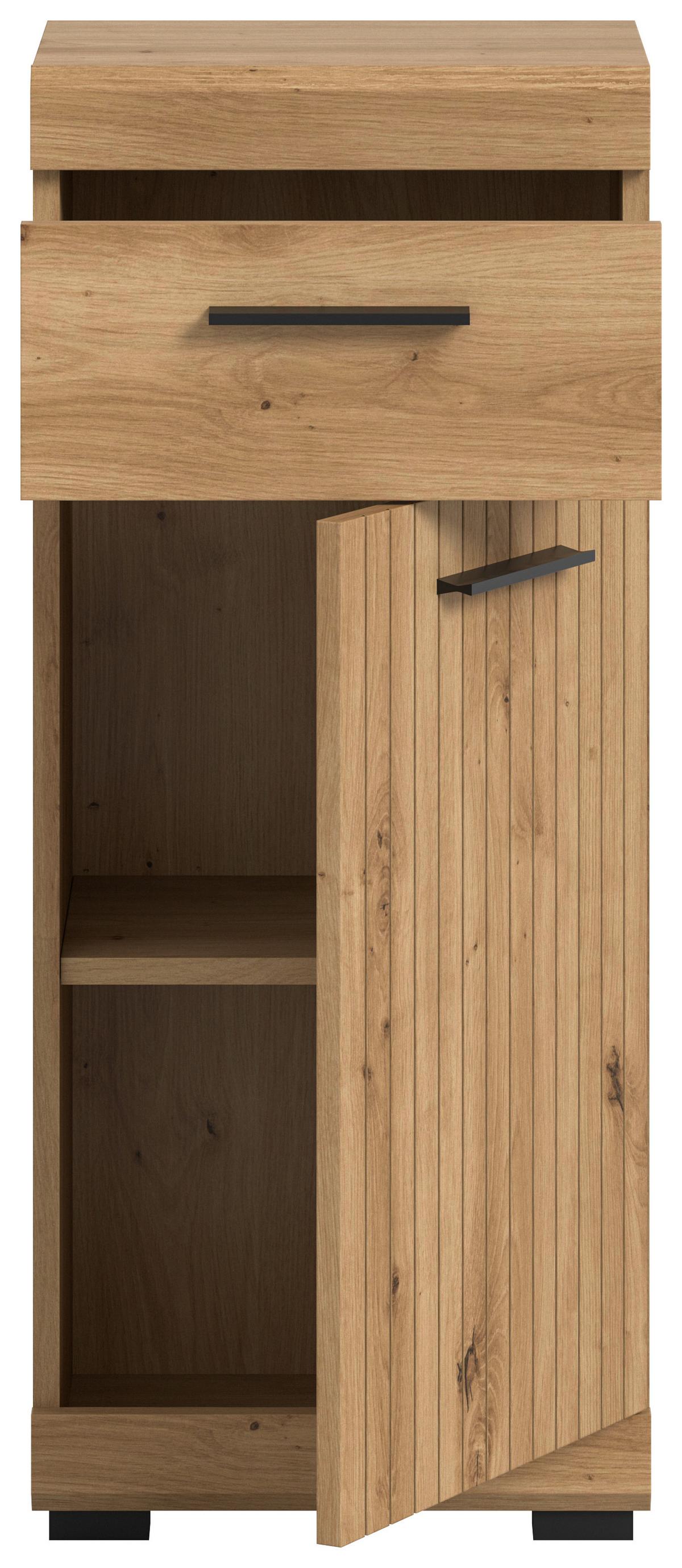 Midischrank Scout Eiche Artisan - Schwarz/Eiche Artisan, Trend, Holzwerkstoff/Kunststoff (37/88/31cm) - MID.YOU