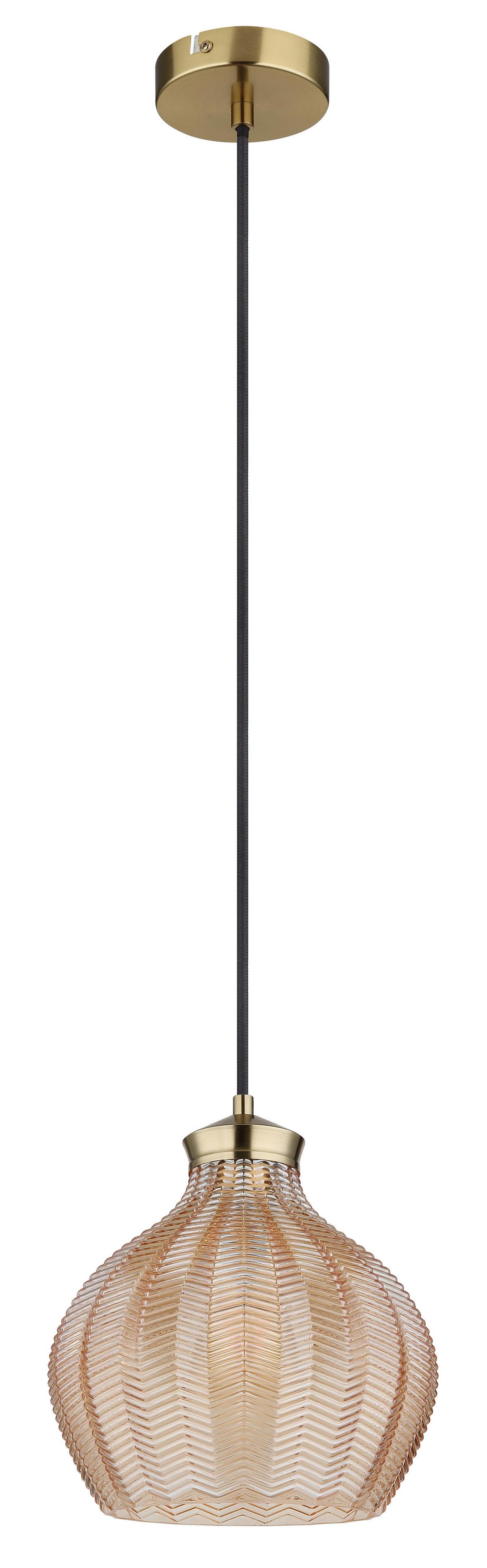 HÄNGELEUCHTE 15898H - Goldfarben/Schwarz, Basics, Glas/Textil (22/120cm) - Globo