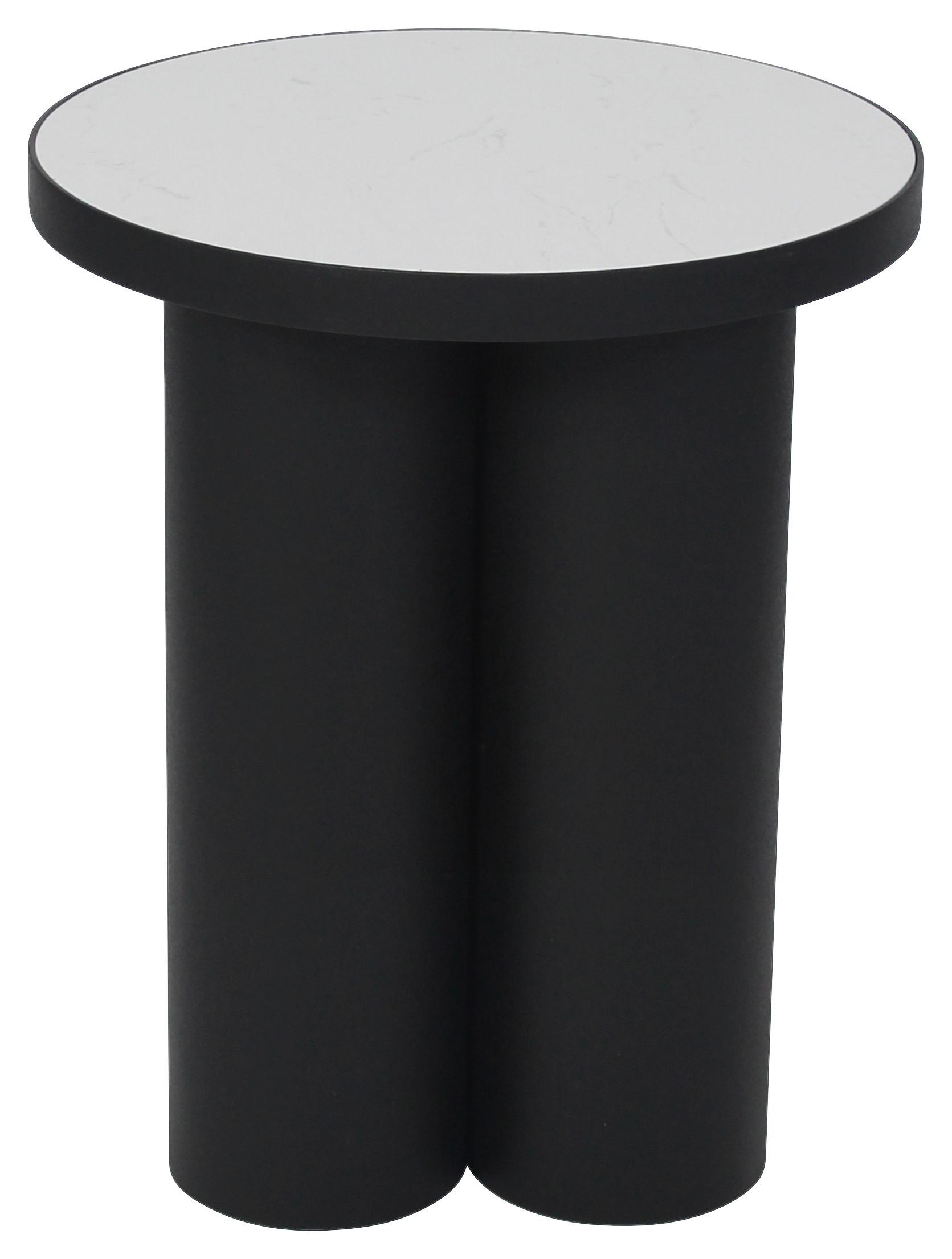 Beistelltisch Lyon Schwarz/Weiß - Schwarz/Weiß, MODERN, Stein/Metall (41/50cm) - Premium Living