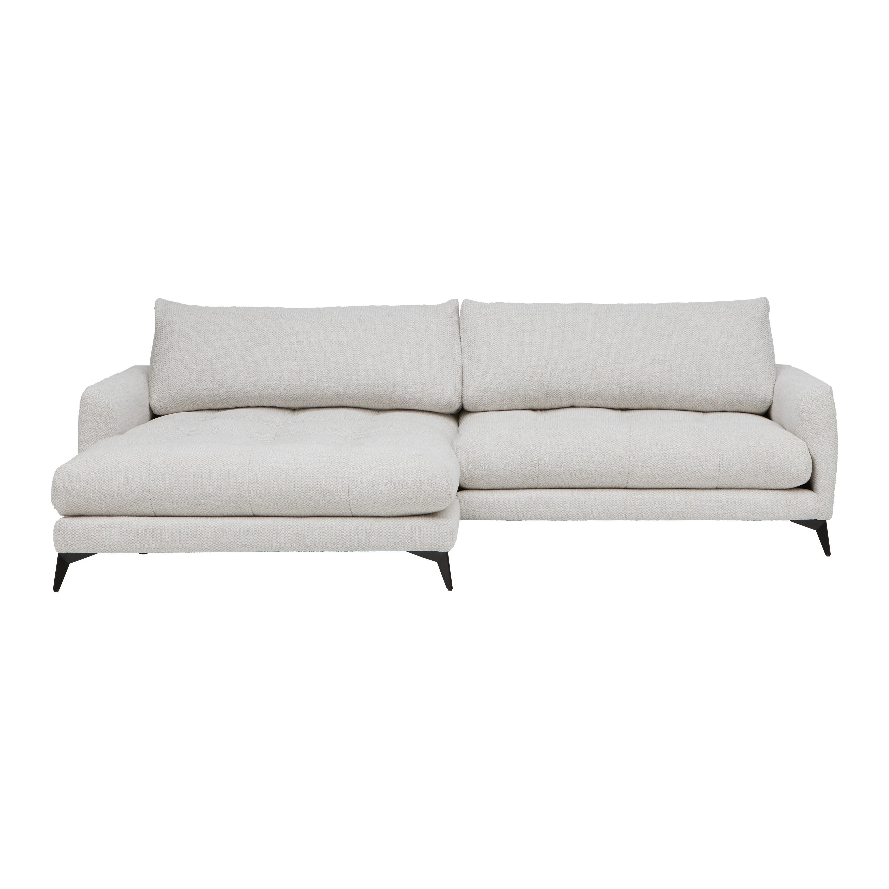 Ecksofa Bruce Grauweiß - Grauweiß/Schwarz, Textil/Metall (161/61-85/273cm) - Mömax