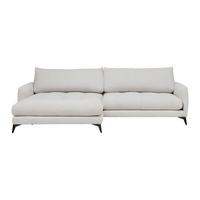 Ecksofa Bruce Grauweiß - Grauweiß/Schwarz, Textil/Metall (161/61-85/273cm) - Mömax