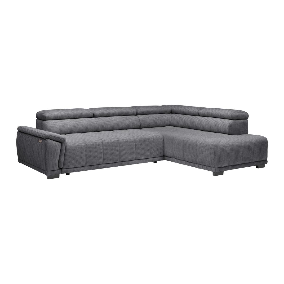Ecksofa Gremio Rechts Blaugrau - Blaugrau/Schwarz, MODERN, Kunststoff/Textil (283-206/77-100/106cm) - Premium Living