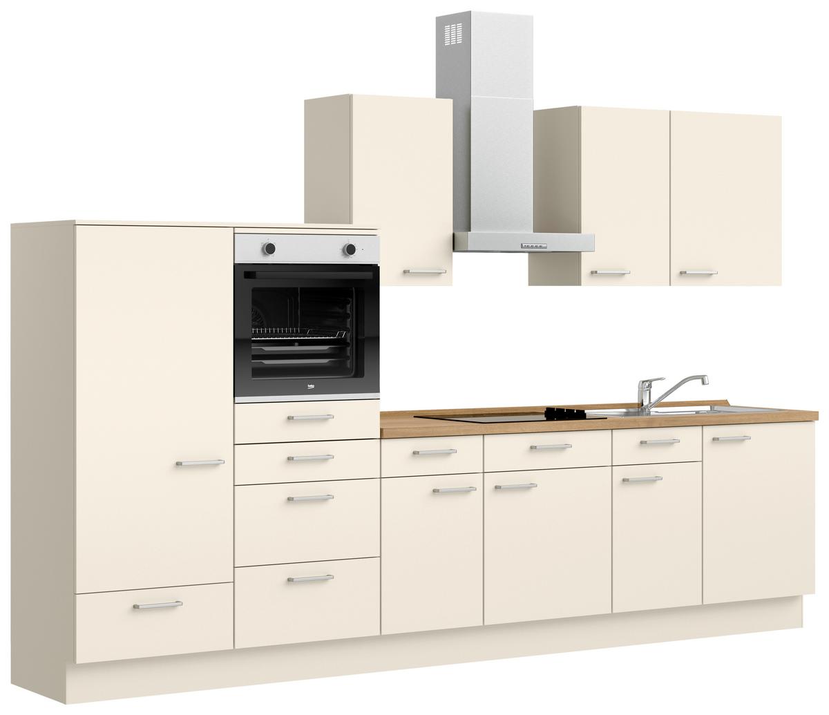 Küchenblock Touch Low m. Geräten Magnolie - Edelstahlfarben/Eichefarben, MODERN, Holzwerkstoff/Metall (330cm) - Nobilia