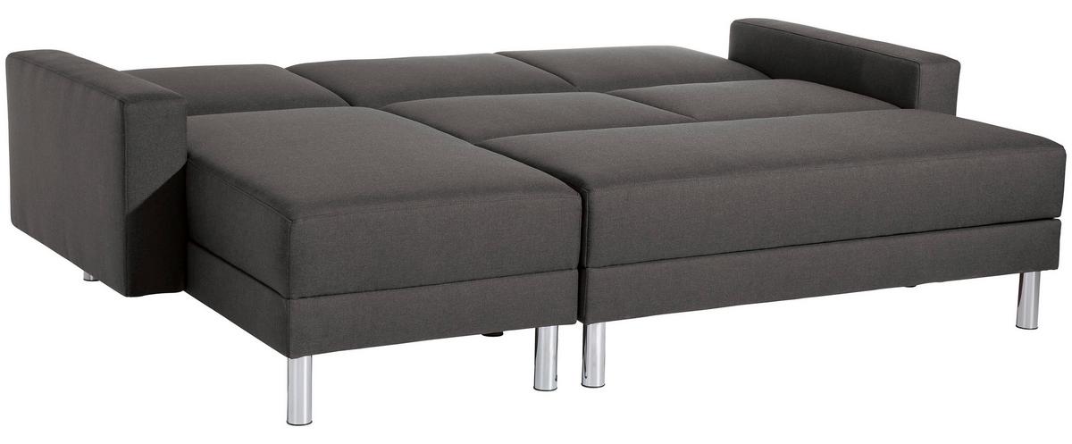 ECKSCHLAFSOFA JUST FASHION - Chromfarben/Anthrazit, KONVENTIONELL, Textil/Metall (152/230cm) - Max Winzer