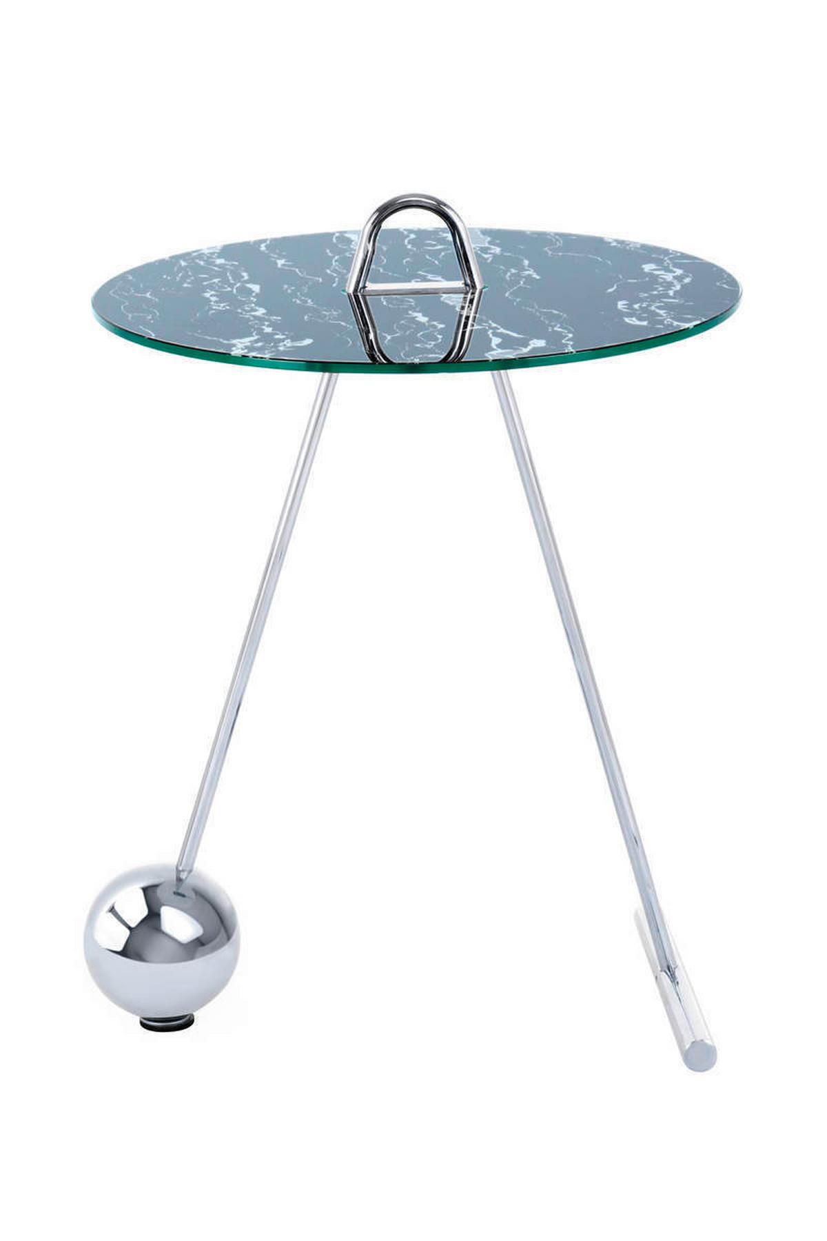 Beistelltisch Pendulum Glas Schwarz/Silber ca. 46x60 cm - Silberfarben/Schwarz, Basics, Glas/Metall (46/46/60cm) - Kayoom