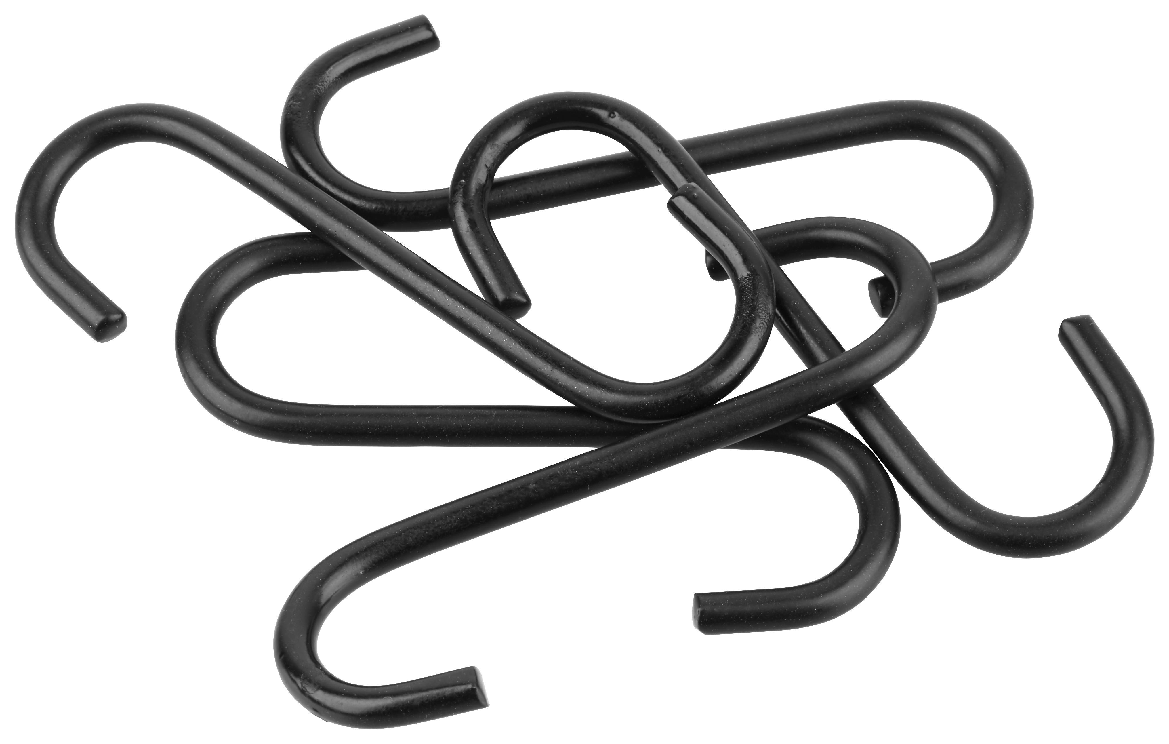 Haken in Schwarz, 5-teilig - Schwarz, Metall (4,6/7,4/0,4cm) - Modern Living