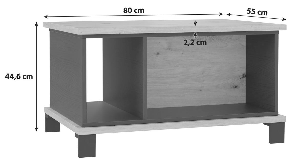 Klubska Miza Trondheim, Barva Hrasta, Črna - črna/barve hrasta, Moderno, kovina/umetna masa (80/55/44,6cm) - MID.YOU