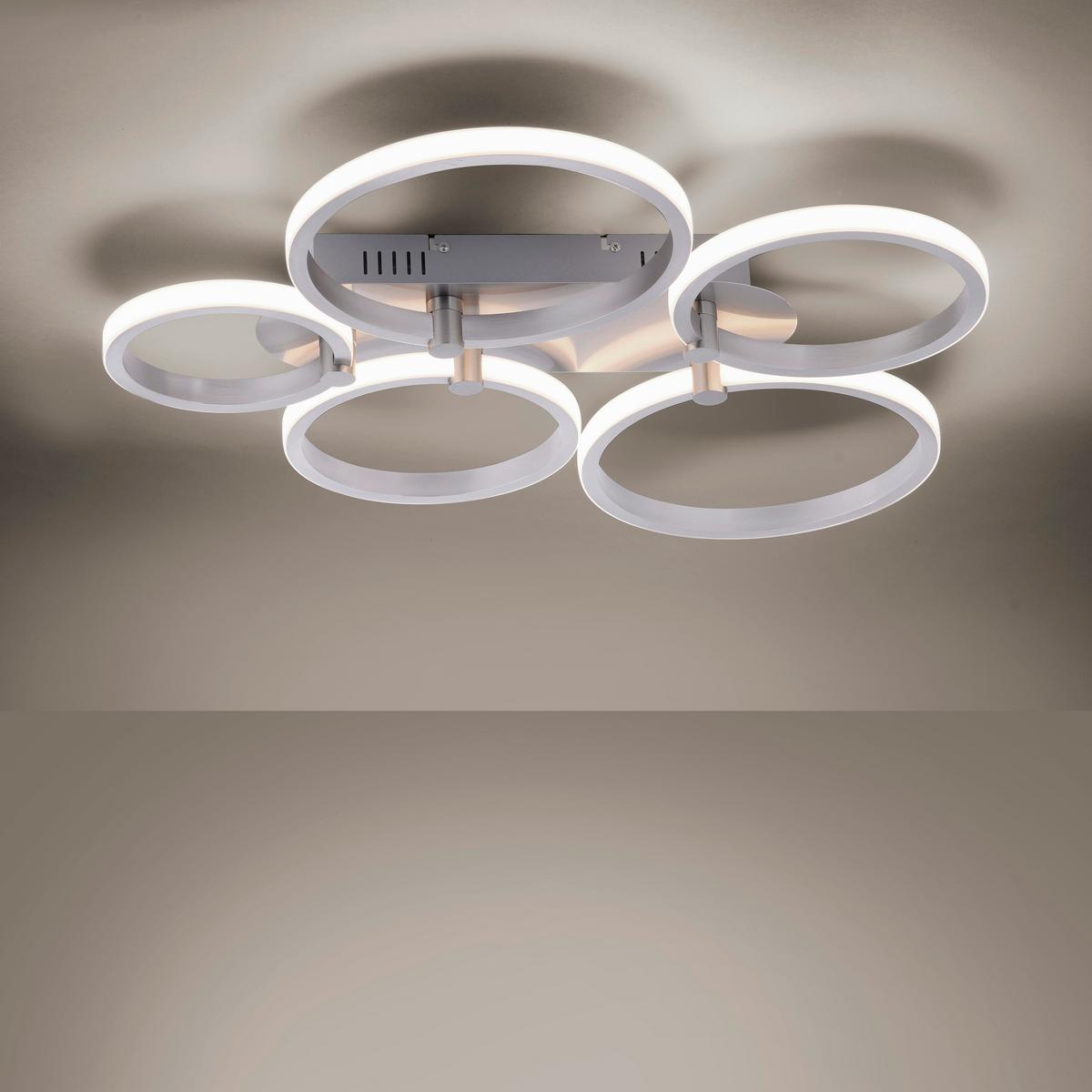 LED-Deckenleuchte in Silber max. 23 Watt - Silberfarben, Design, Metall (66/55/8,5cm)