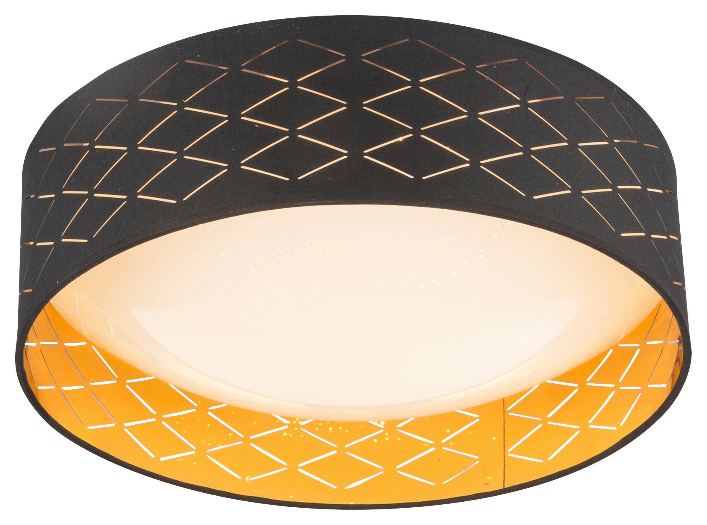 Stropna Led-svetilka 15229d7 - zlate barve/črna, Konvencionalno, kovina/tekstil (40/12cm) - Globo