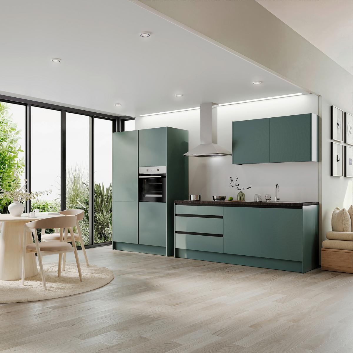 Konyhablokk Gépek Nélkül Troja Zb 335 Green-F - fekete/zöld, Design, faalapú anyag (335cm)