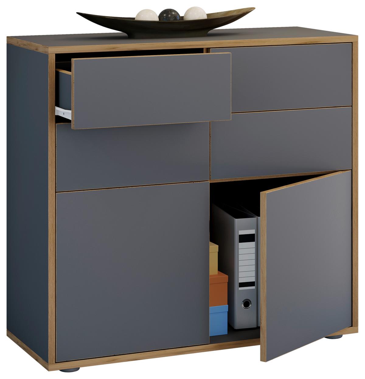 KOMMODE SALIA B100 - Honigeiche/Anthrazit, Design, Holzwerkstoff/Kunststoff (100/74/33cm) - MID.YOU