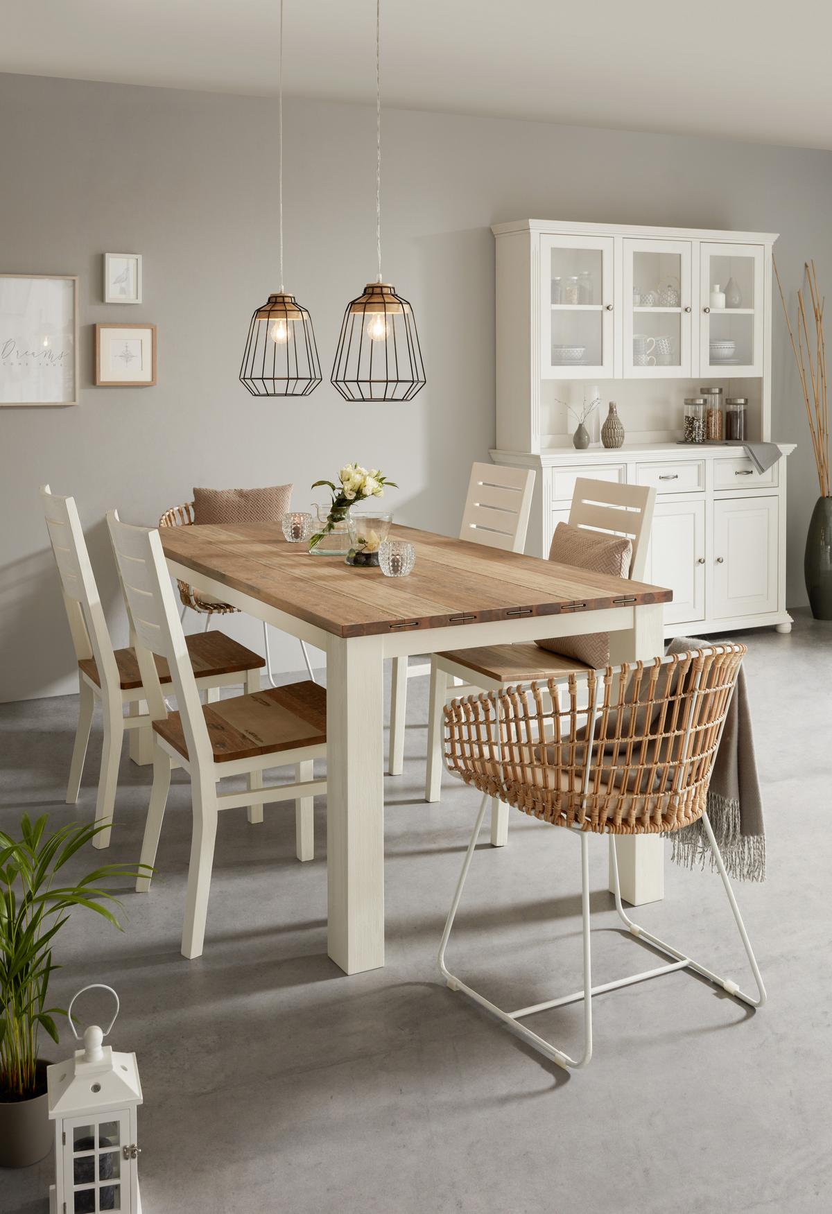 Buffet in Weiss Massiv - Weiss, Romantik / Landhaus, Holz/Metall (151,5/200cm) - Zandiara