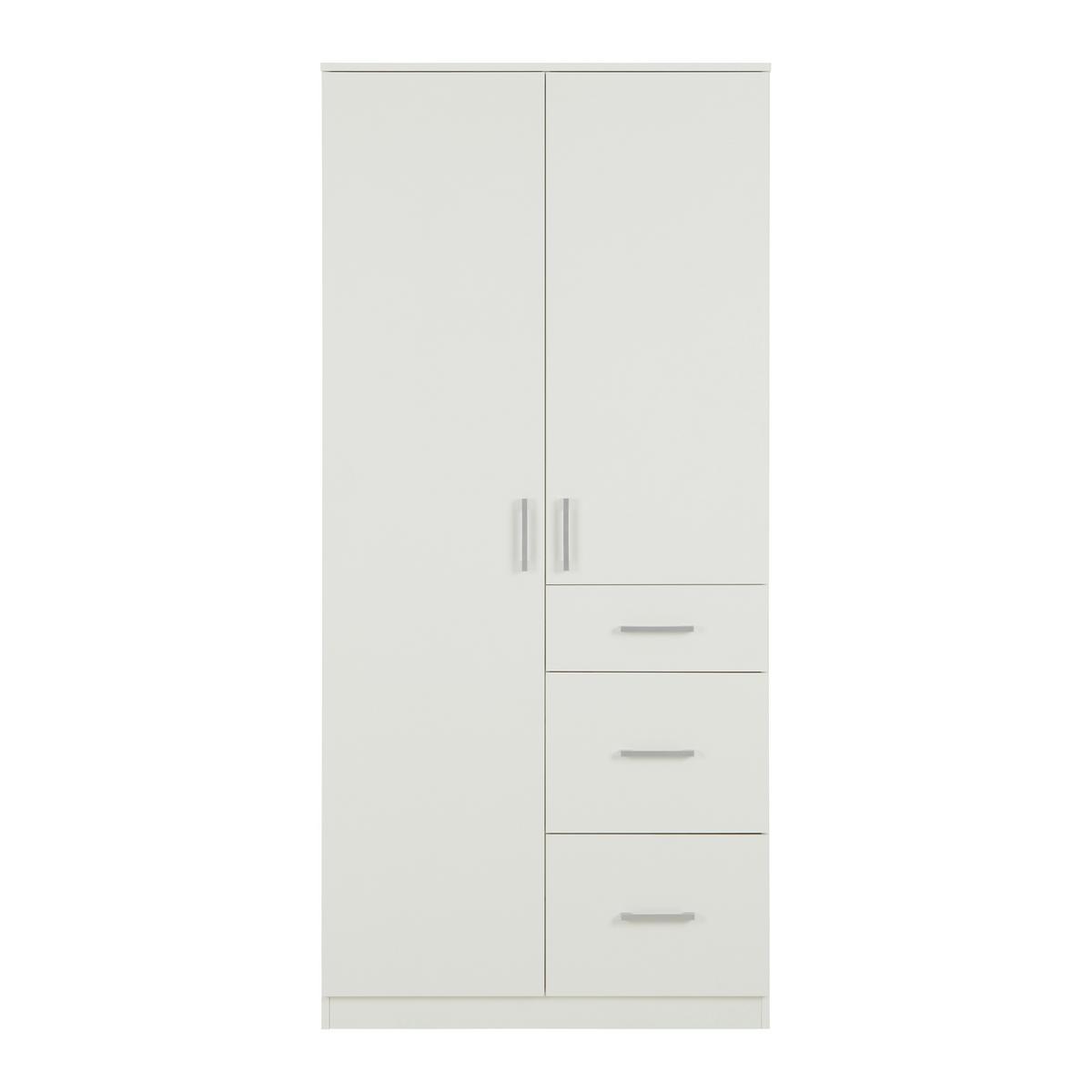 Drehtürenschrank Lasse 2T in Weiß ca. 90x197x55cm - Weiß, KONVENTIONELL, Holz (90/197/55cm) - Mömax