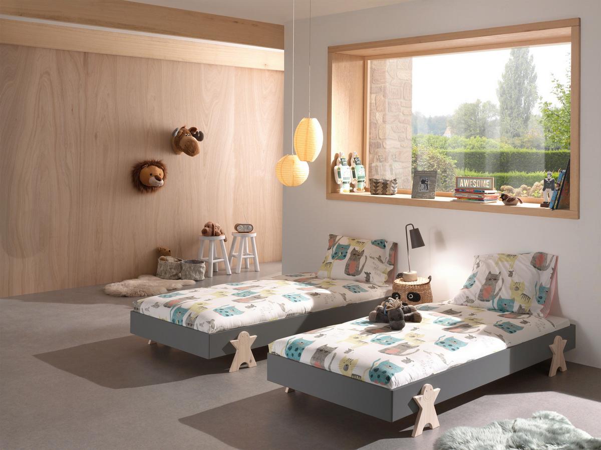 Stapelbett Modulo Grau - Grau/Kieferfarben, MODERN, Holz/Holzwerkstoff (90/200cm) - Vipack