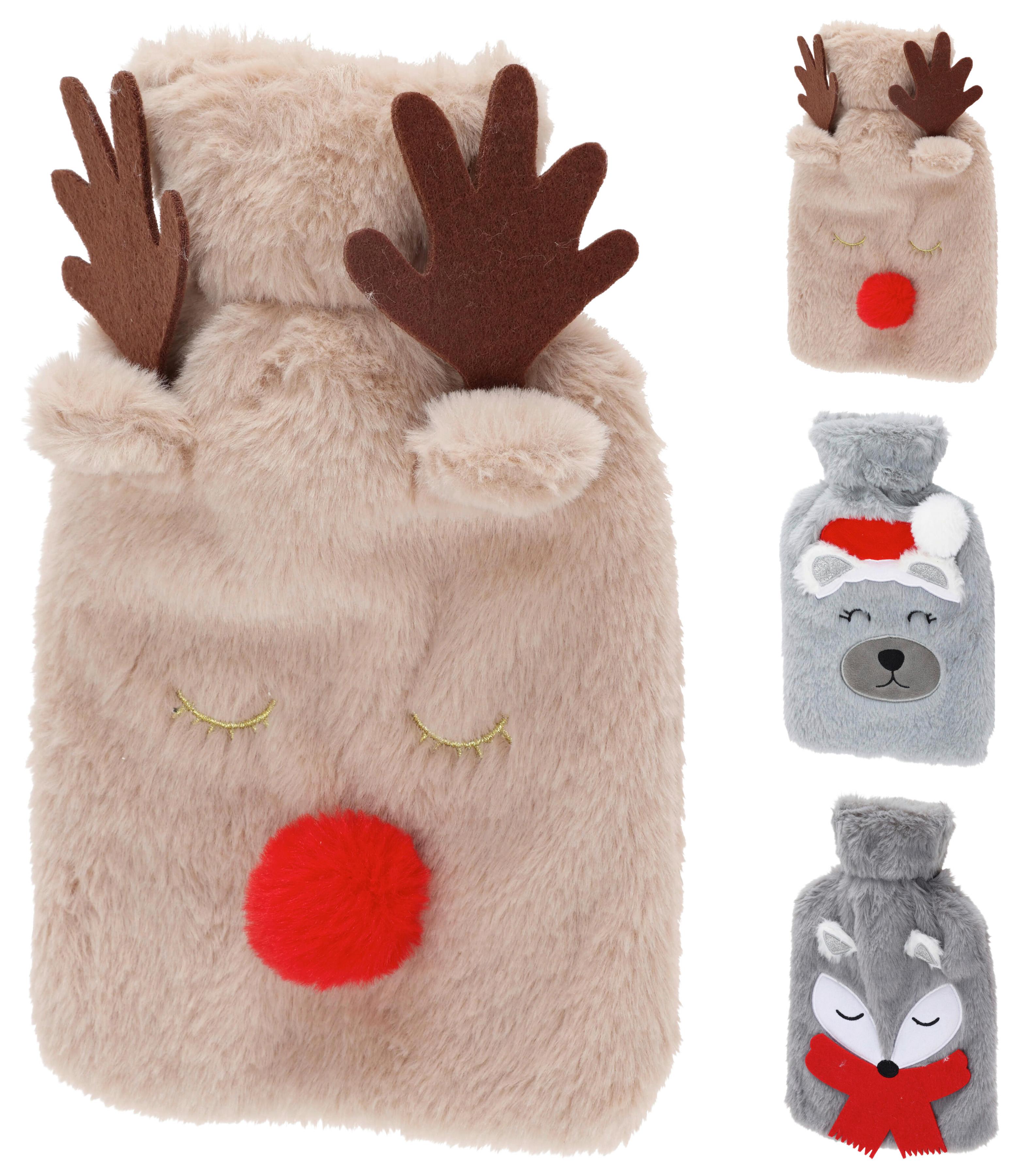 WÄRMFLASCHE COZY - Hellbraun/Hellgrau, Kunststoff (27/4/19cm)