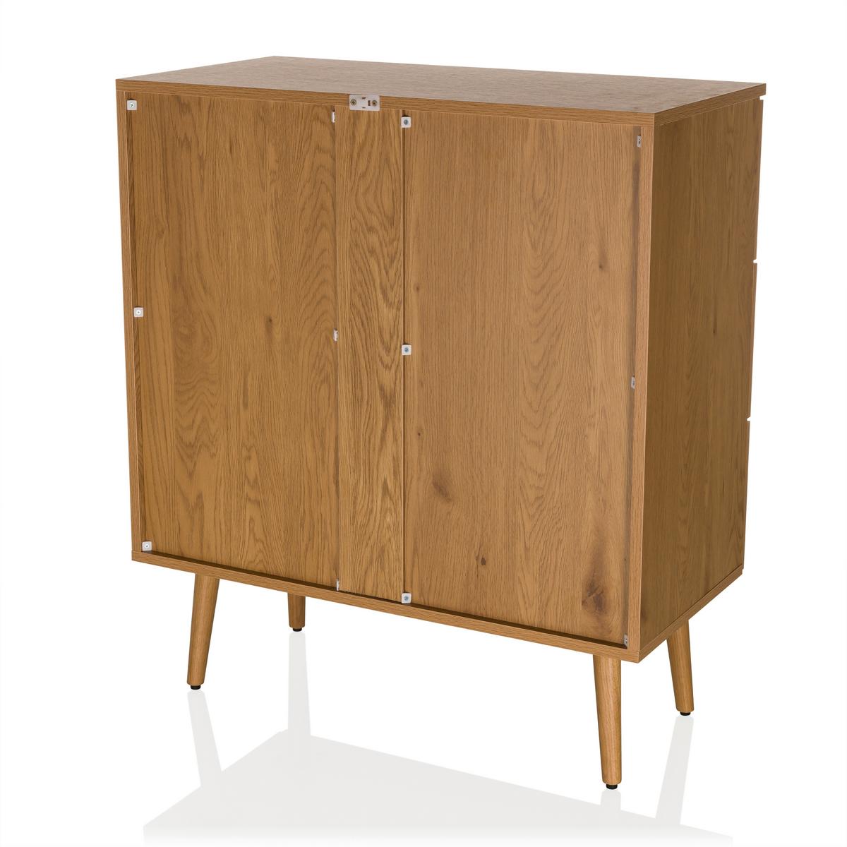 Komoda Boheo, Barva Hrasta - črna/barve hrasta, Moderno, leseni material (80/90/40cm) - MID.YOU