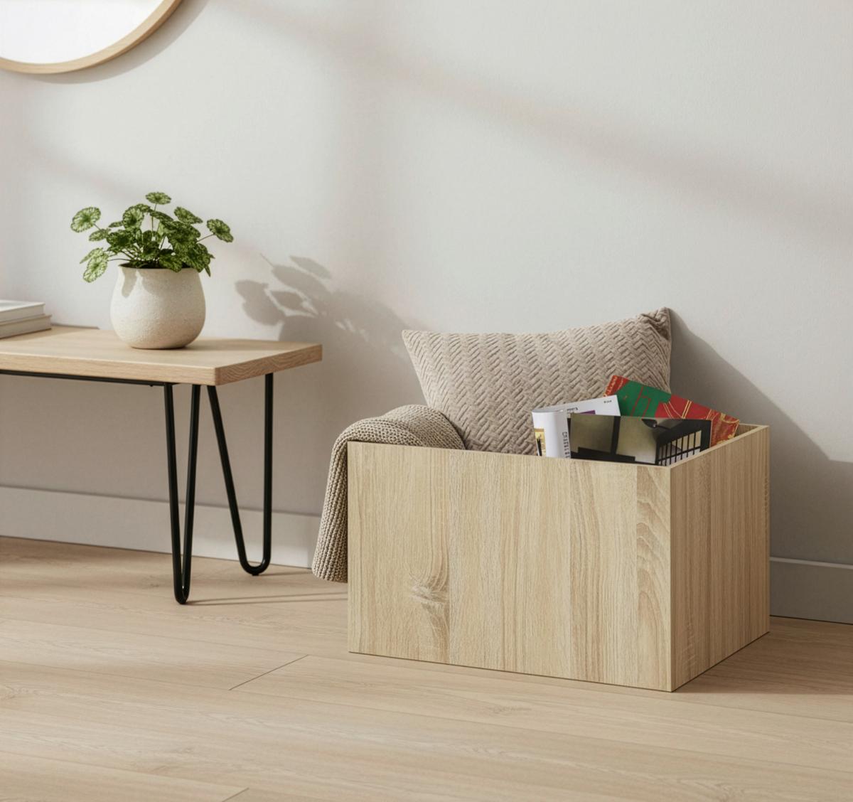 Tárolódoboz Tölgy Szín Bono - Sonoma tölgy, Modern, faalapú anyag (44/28/33cm) - Based