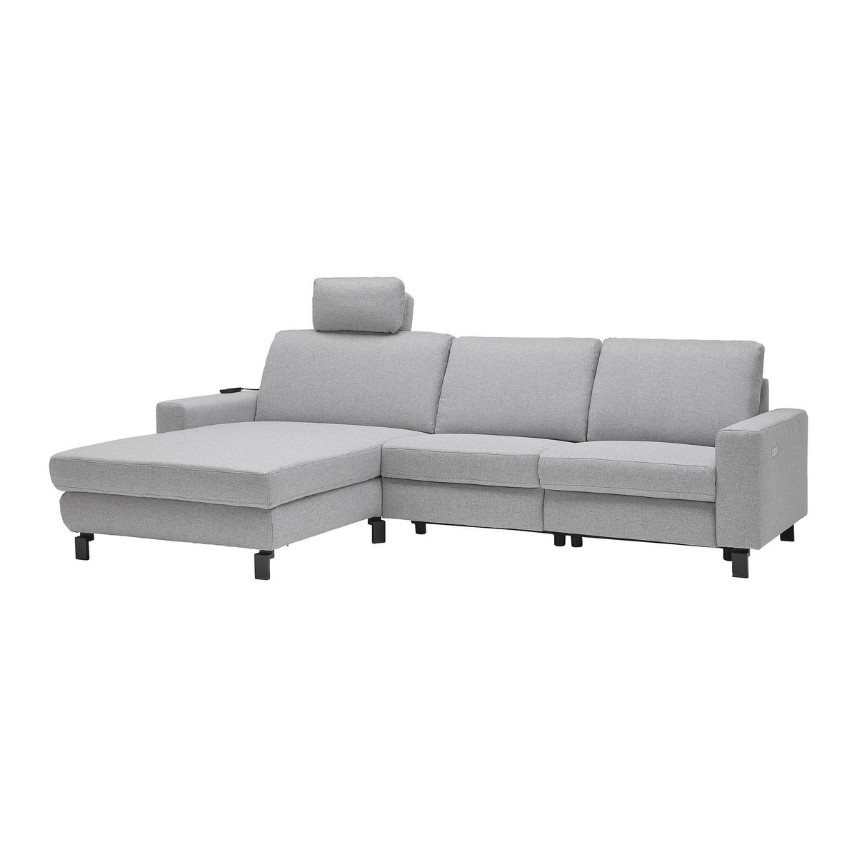 Wohnlandschaft Corvara Plus Grau - Schwarz/Grau, MODERN, Textil/Metall (286/91/187cm) - Premium Living