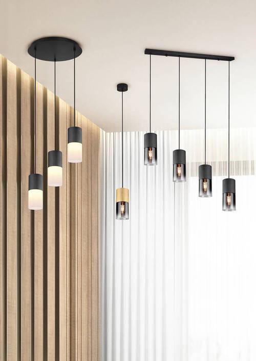 Hängeleuchte Robin Messingfarben max. 28 Watt - Anthrazit/Messingfarben, Design, Glas/Metall (10/150cm) - Trio Leuchten