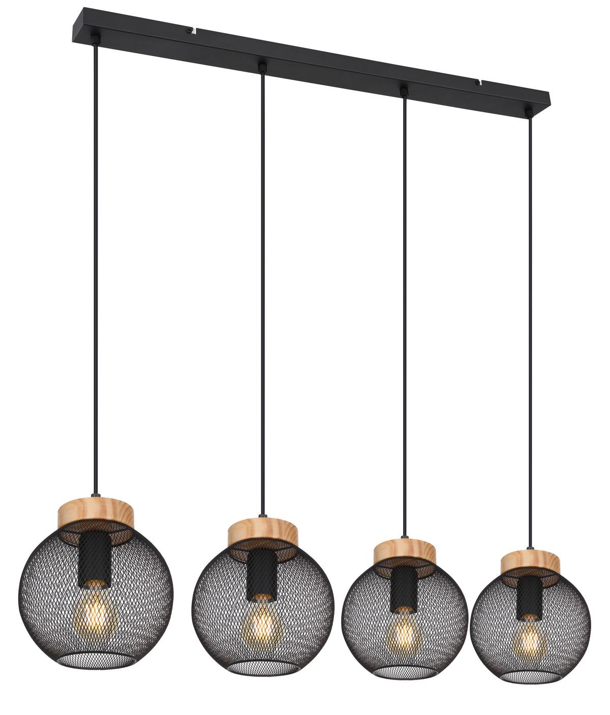 Hängeleuchte Pablo max. 40 Watt - Schwarz/Braun, MODERN, Holz/Metall (95/20/120cm)