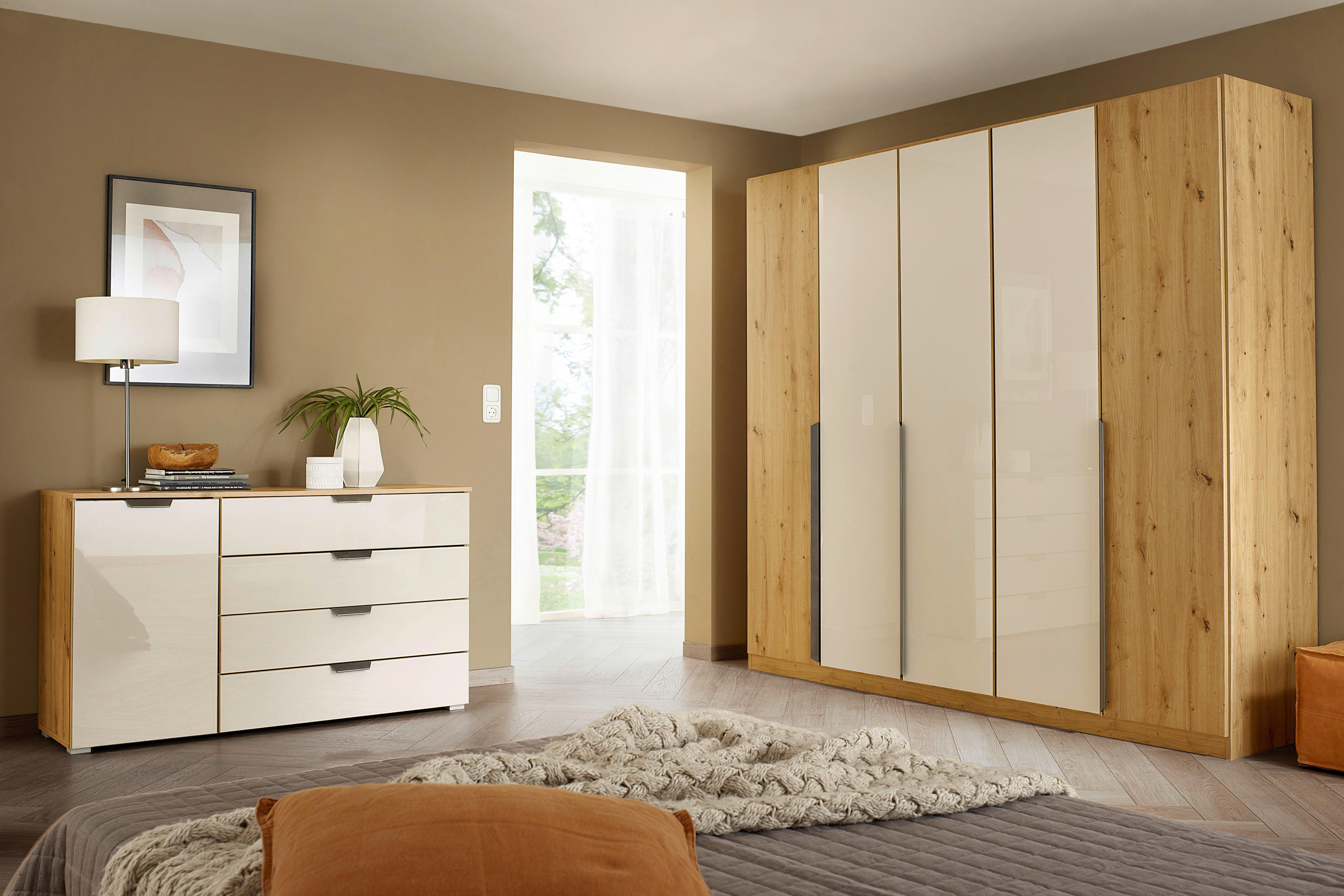 DULAP USI ROTATIVE ARTEMIS - stejar Artisan/șampanie, Modern, sticlă/material pe bază de lemn (225/210/54cm) - Modern Living