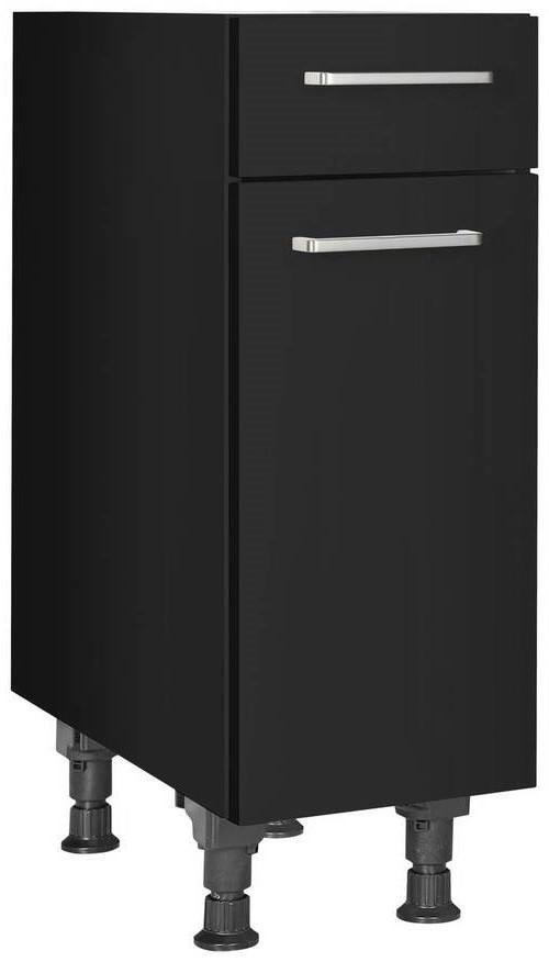 Schubkastenunterschrank Touch Schwarz - Edelstahlfarben/Schwarz, MODERN, Holzwerkstoff/Metall (30/87/56cm) - Nobilia