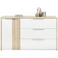 Kommode Weiß/Naturweiß - Eichefarben/Alufarben, KONVENTIONELL, Holzwerkstoff/Kunststoff (140/83/40cm) - Premium Living