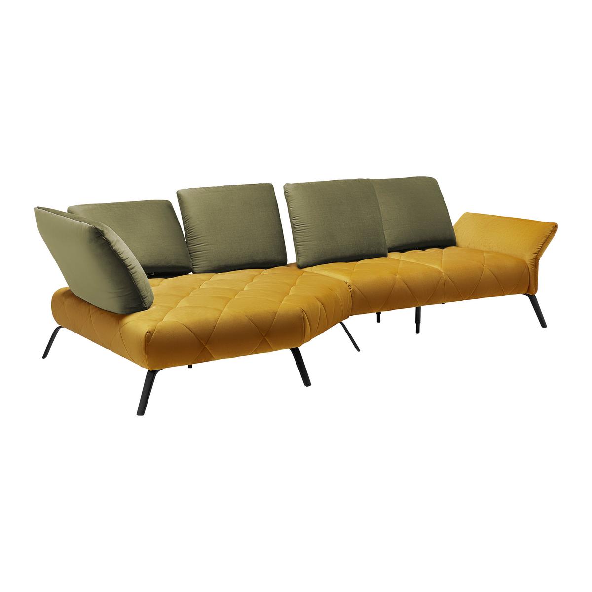 Wohnlandschaft Rhombus Goldfarben/Olivgrün - Goldfarben/Schwarz, Lifestyle, Holzwerkstoff/Textil (313/94/157cm) - Premium Living