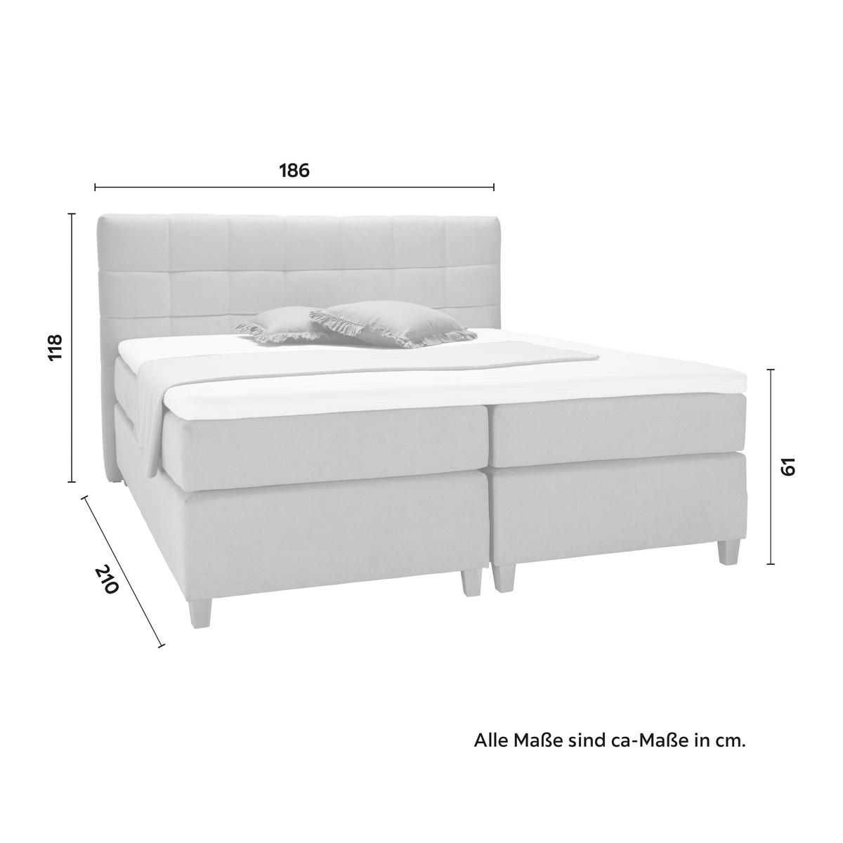 Boxspringbett Jerry ca. 180x200 cm Grau mit Topper - Erlefarben/Grau, MODERN, Holz/Holzwerkstoff (180/200cm) - Bessagi Home